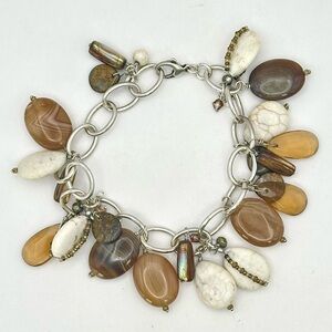 Silpada Retired B2065 Sterling Silver Cha Cha Bracelet Natural Stone Colors